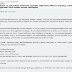 Message d'Apple informant du rejet de l'application